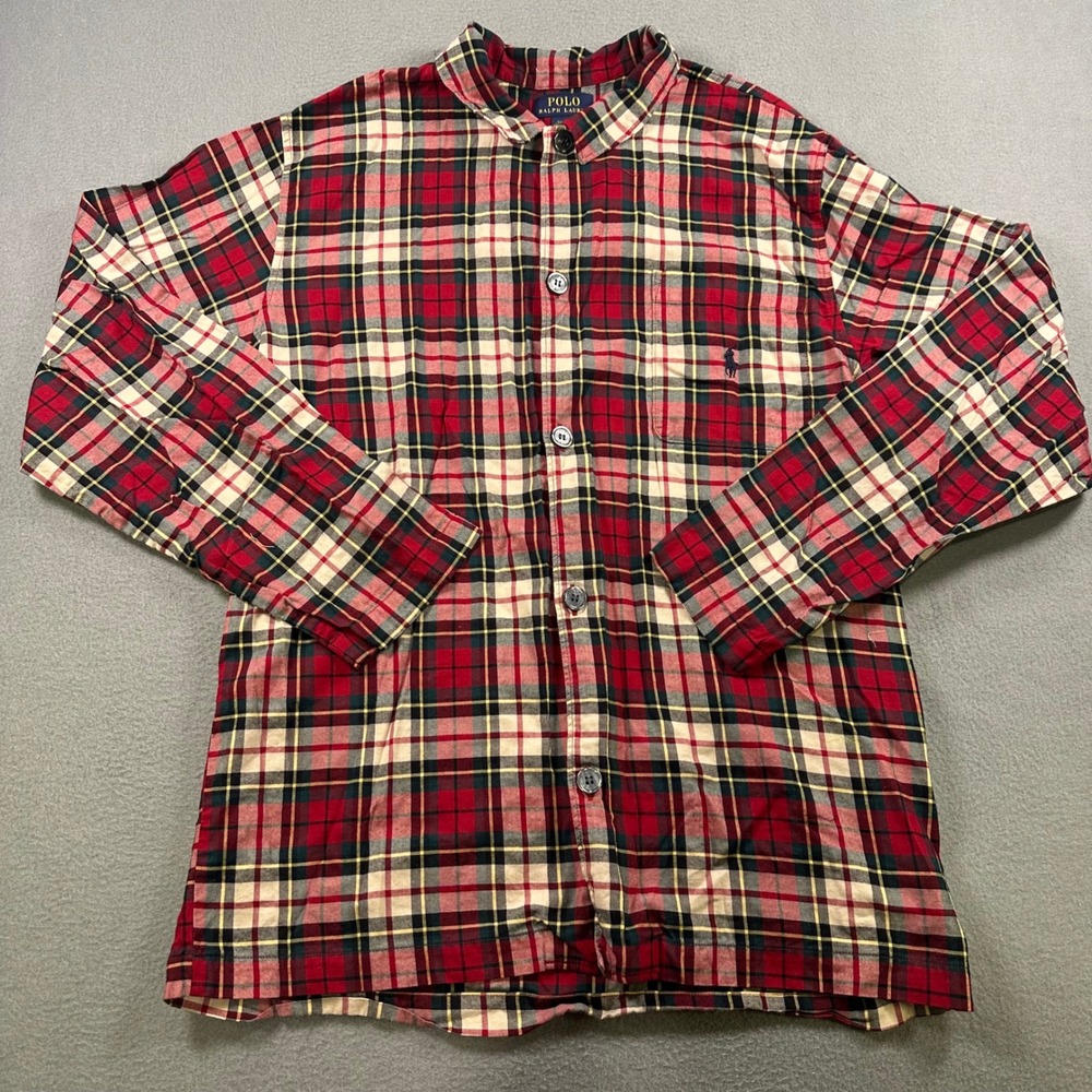 Polo Ralph Lauren Men Red Plaid Cotton Sleepwear Pajama Shirt Medium M